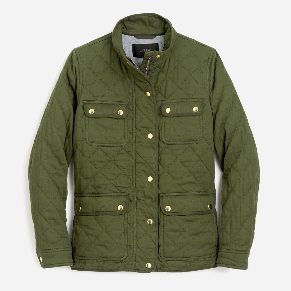 J Crew Quilted Downtown Field Jacket Size S Green